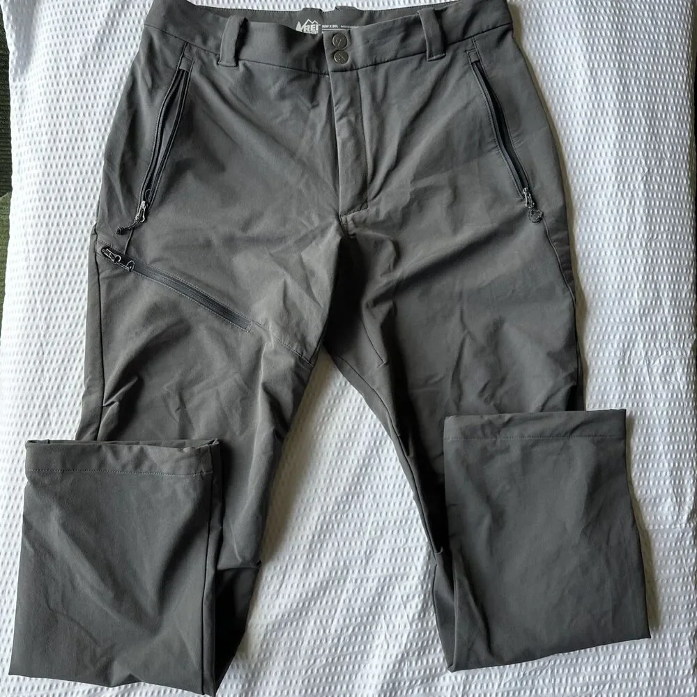 Outdoor Afro REI Co-op Trail Pants Mens 32x30 Gray Cargo Hiking Stretch